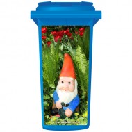 Gnome In The Flowers Wheelie Bin Sticker Panel